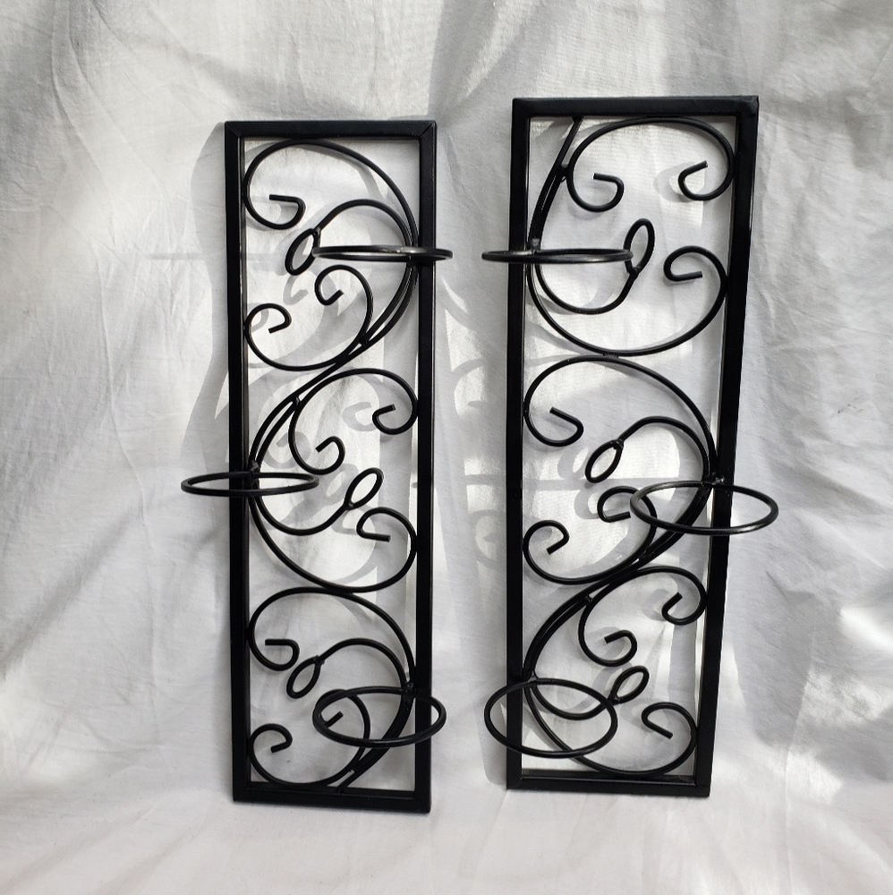 Black Metal Panel Wall Candle Holder Succulent Display